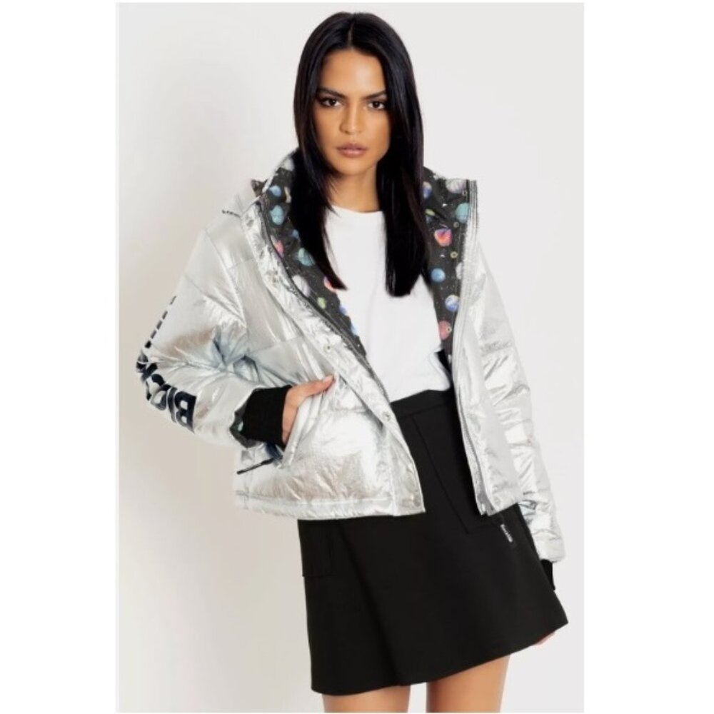 BlackMilk - Silver Galactic Puffer Jacket Metallic Meteor